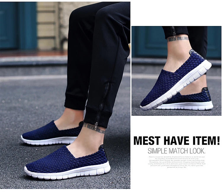 Men Breathable Woven Loafers