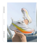  Lightweight Running Sneakers being worn by a person on a bridge, showcasing breathable and non-slip features.