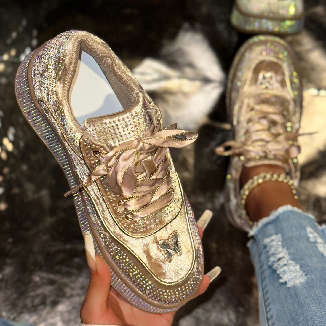 Women Luxury Rhinestone Sneakers