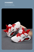 Kids High Top Basketball Sneakers in stylish red and white design, featuring ankle support for young athletes.