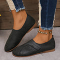 Women Retro Leather Sneakers in blue, stylish slip-on casual shoes with comfortable design and textured finish.