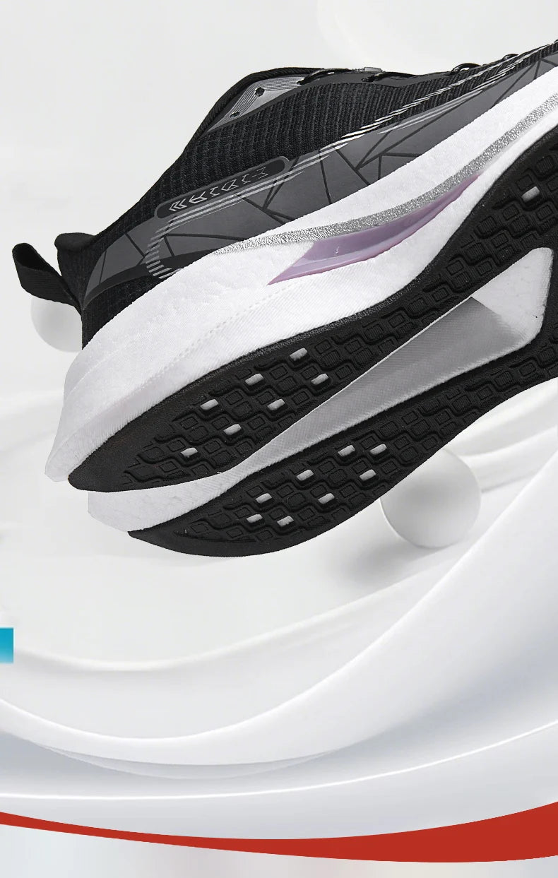  Lightweight Running Sneakers being worn by a person on a bridge, showcasing breathable and non-slip features.