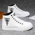 High Top Sneakers – Stylish casual skate shoes on a textured surface.