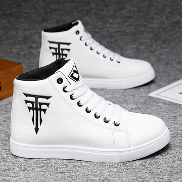 High Top Sneakers – Stylish casual skate shoes on a textured surface.
