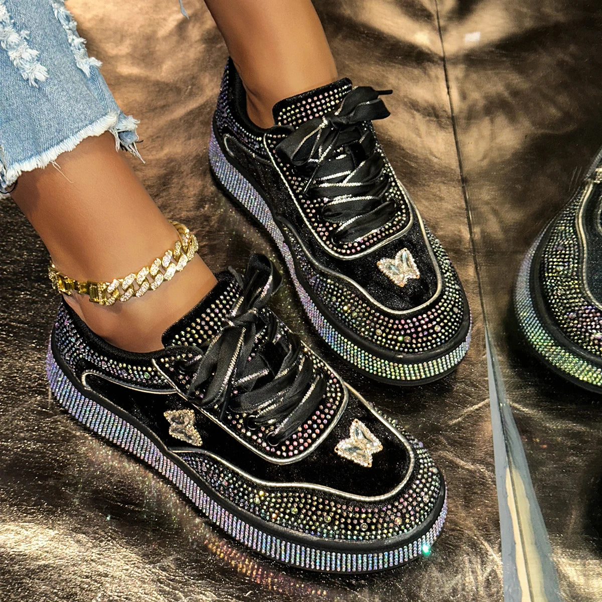 Women Luxury Rhinestone Sneakers