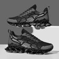 Men’s Breathable Running Sneakers in stylish orange color with lightweight mesh design and unique sole cushioning
