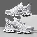Men’s Breathable Running Sneakers in stylish orange color with lightweight mesh design and unique sole cushioning