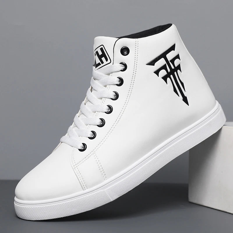 High Top Sneakers – Stylish casual skate shoes on a textured surface.