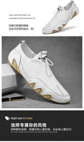 Men’s Casual Leather Sneakers – Comfortable Walking Shoes in a hand-held view showcasing black leather design