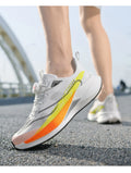  Lightweight Running Sneakers being worn by a person on a bridge, showcasing breathable and non-slip features.