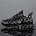 Men’s Breathable Running Sneakers in stylish orange color with lightweight mesh design and unique sole cushioning