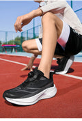  Lightweight Running Sneakers being worn by a person on a bridge, showcasing breathable and non-slip features.