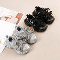Girls Casual Sneakers in silver with lace-up design and soft comfortable bowtie style.