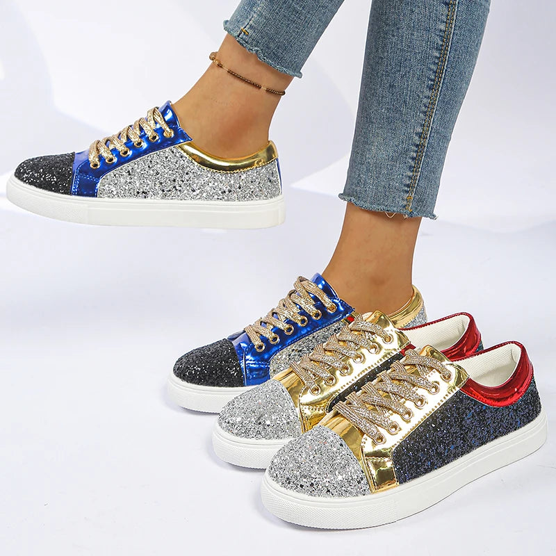 Women Glitter Platform Sneakers 2026 