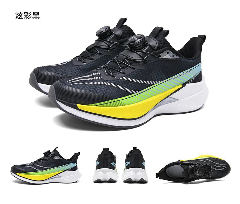  Lightweight Running Sneakers being worn by a person on a bridge, showcasing breathable and non-slip features.