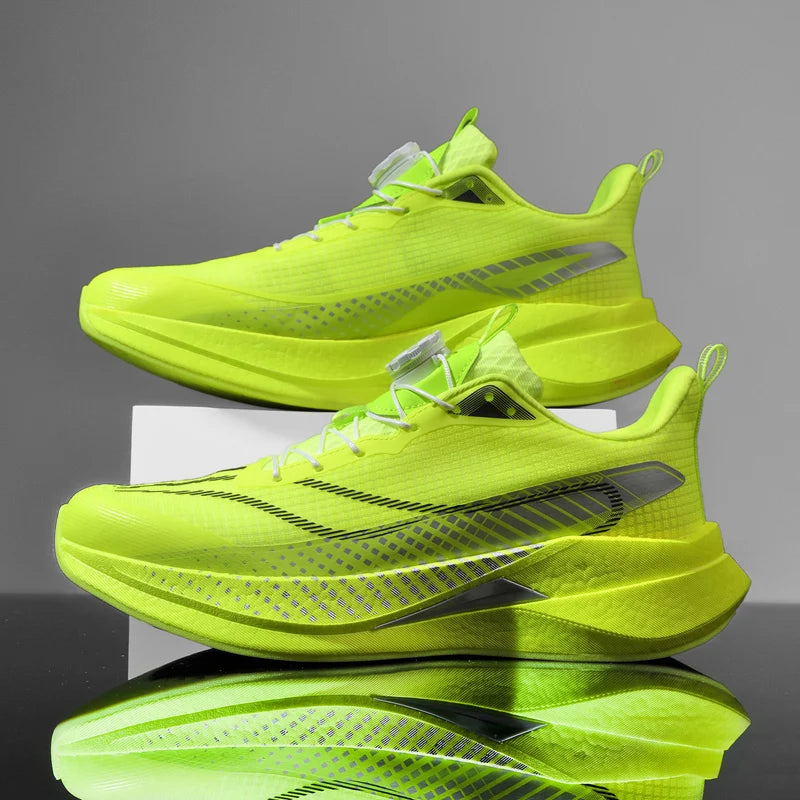  Lightweight Running Sneakers being worn by a person on a bridge, showcasing breathable and non-slip features.