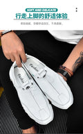 Men’s Casual Leather Sneakers – Comfortable Walking Shoes in a hand-held view showcasing black leather design