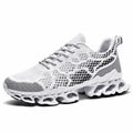 Men’s Breathable Running Sneakers in stylish orange color with lightweight mesh design and unique sole cushioning