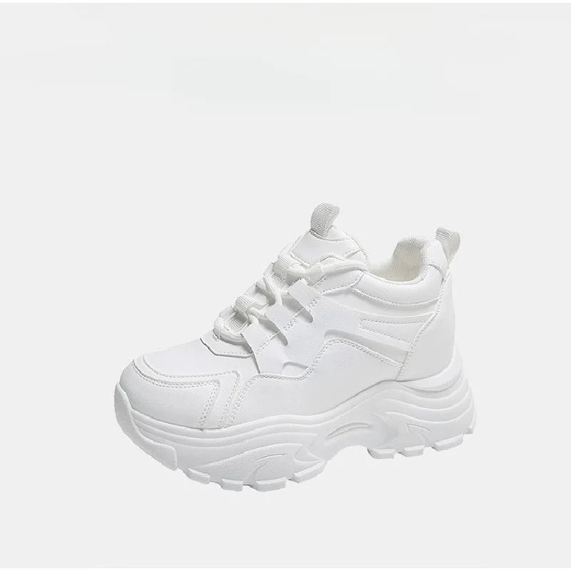 Women's High Top Platform Walking Sneakers in black, featuring chunky design and lightweight comfort for daily wear.