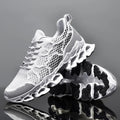 Men’s Breathable Running Sneakers in stylish orange color with lightweight mesh design and unique sole cushioning