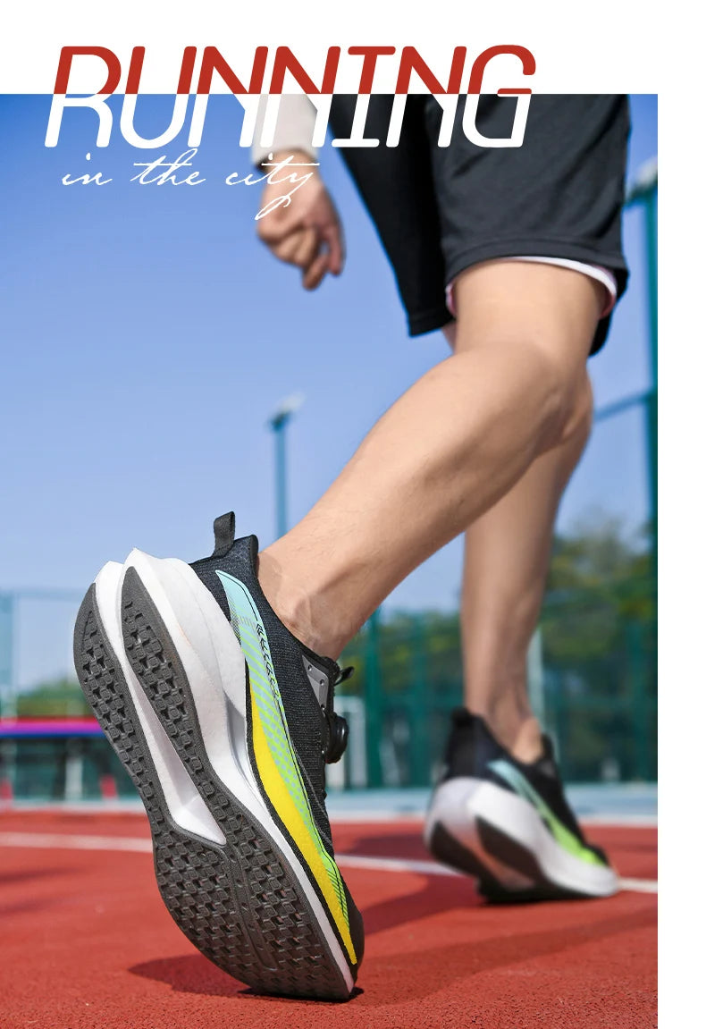  Lightweight Running Sneakers being worn by a person on a bridge, showcasing breathable and non-slip features.