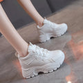 Women's High Top Platform Walking Sneakers in black, featuring chunky design and lightweight comfort for daily wear.
