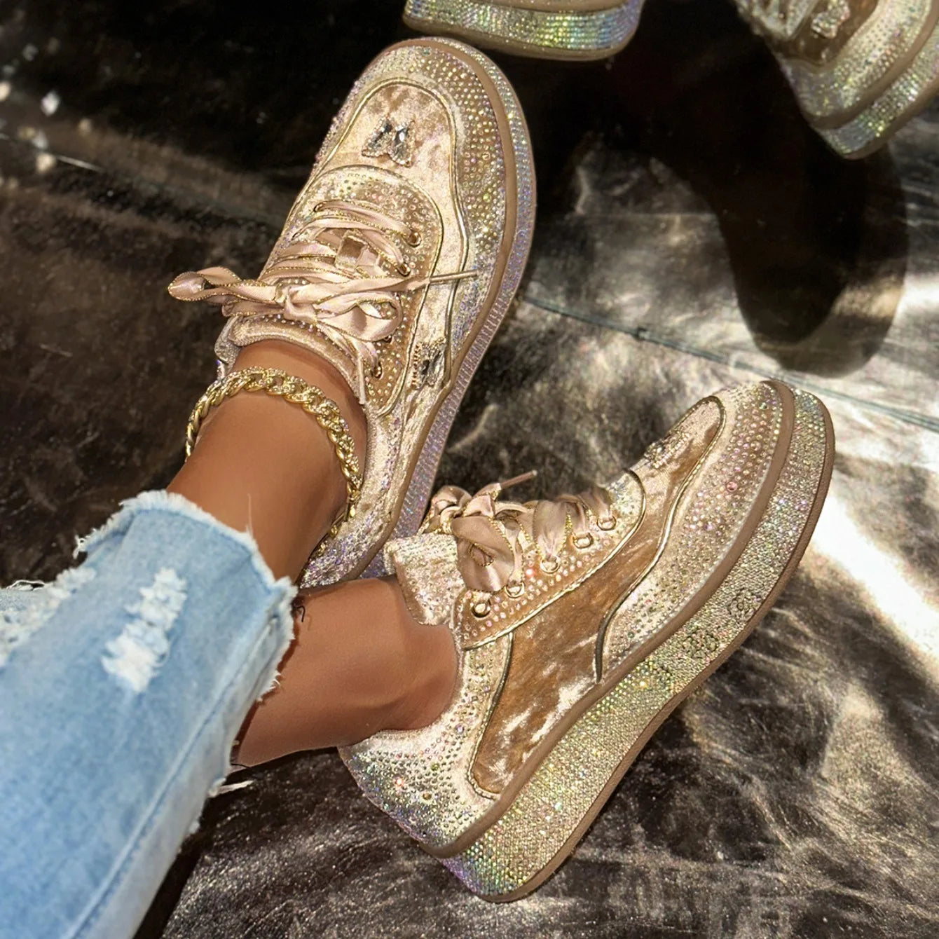 Women Luxury Rhinestone Sneakers