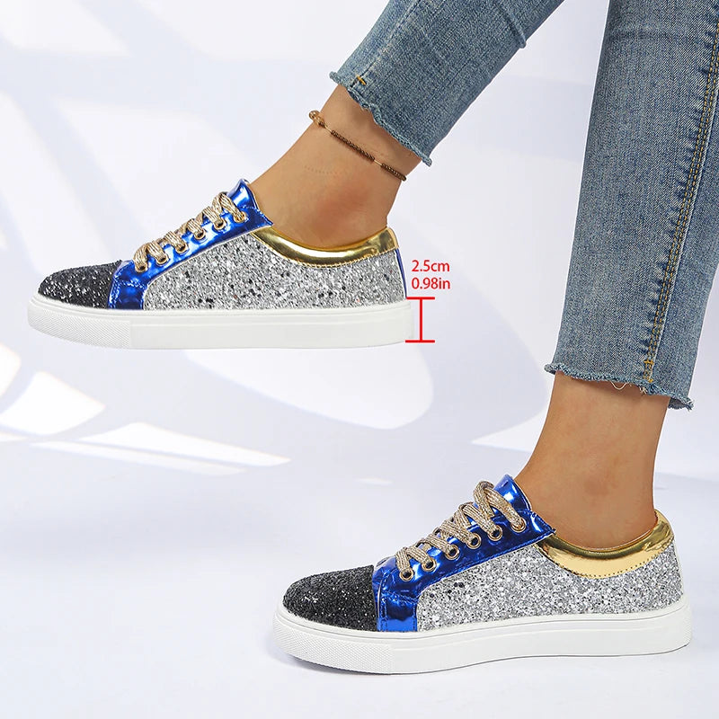 Women Glitter Platform Sneakers 2026 