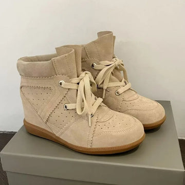 Luxury Designer Women Shoe Fashion Suede Ankle Boots High End Chunky Sneaker for Woman 6CM Height Increasing Insoles Botas Mujer