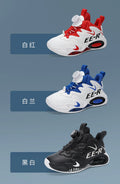  Kids High Top Basketball Sneakers in stylish red and white design, featuring ankle support for young athletes.