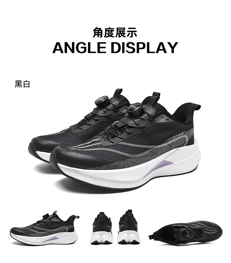  Lightweight Running Sneakers being worn by a person on a bridge, showcasing breathable and non-slip features.