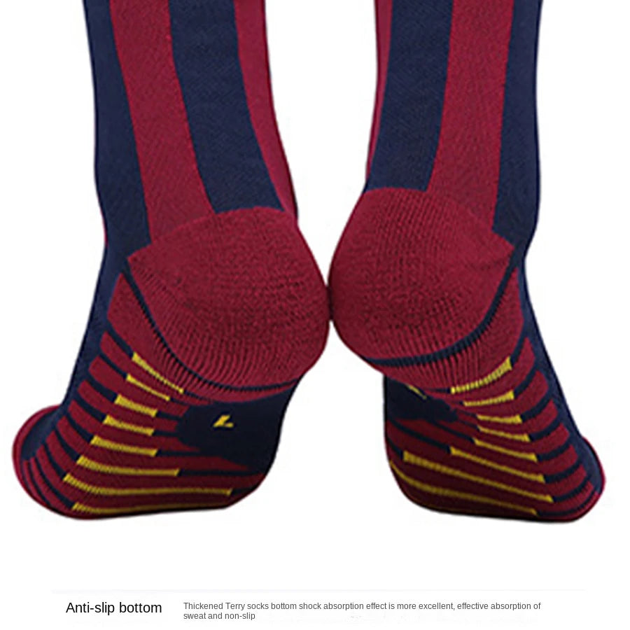 Men’s Anti Slip Soccer Socks in navy and maroon with player number 10 design for football and basketball