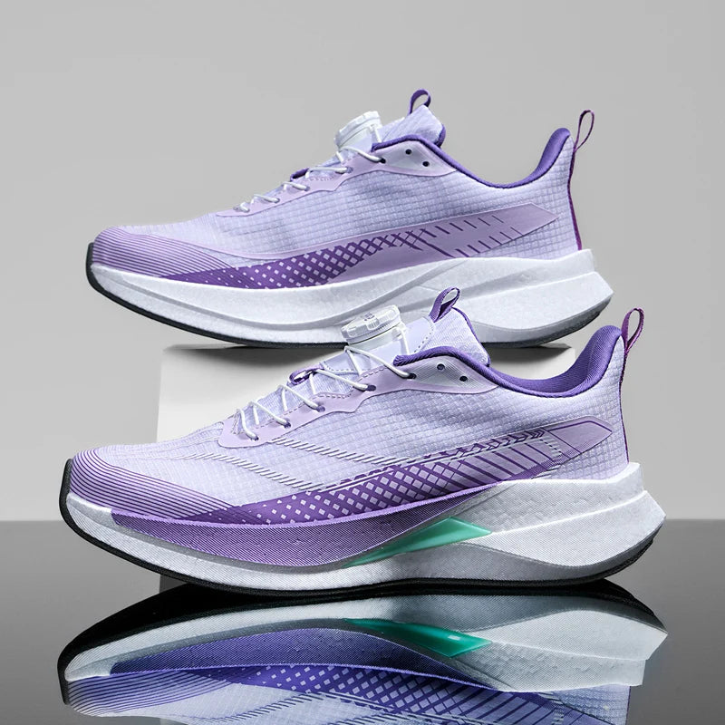 Lightweight Running Sneakers being worn by a person on a bridge, showcasing breathable and non-slip features.