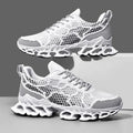 Men’s Breathable Running Sneakers in stylish orange color with lightweight mesh design and unique sole cushioning