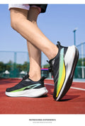  Lightweight Running Sneakers being worn by a person on a bridge, showcasing breathable and non-slip features.