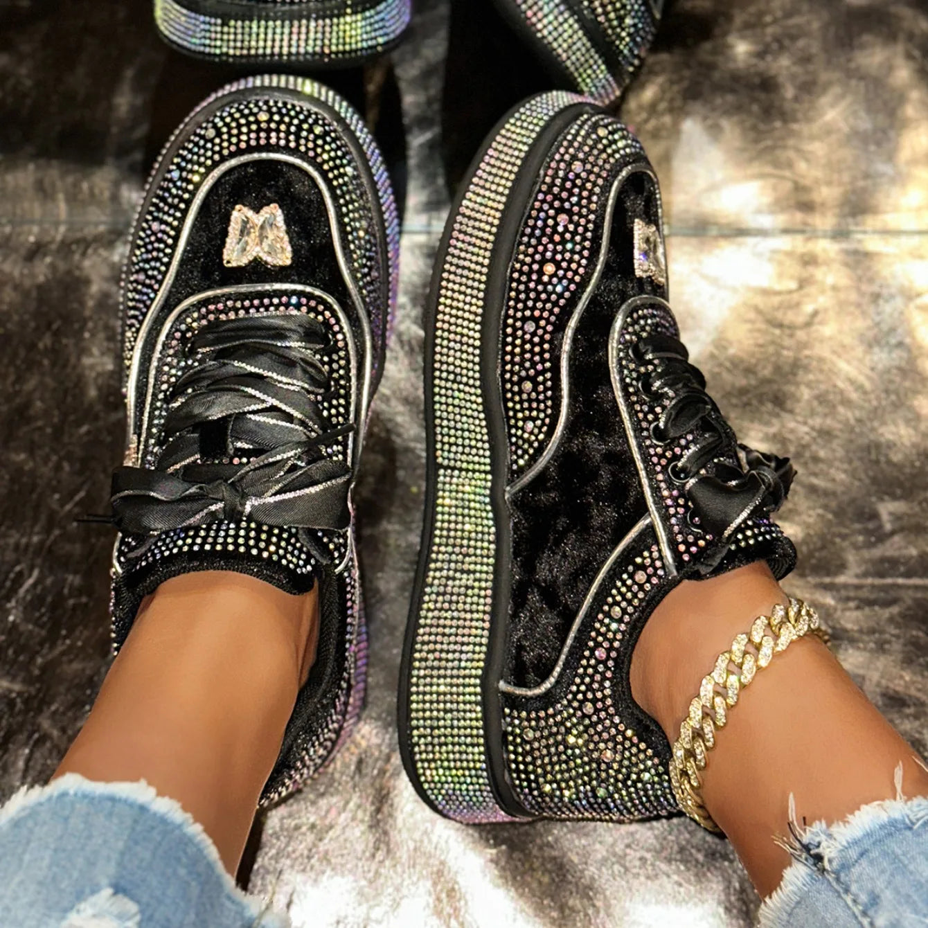 Women Luxury Rhinestone Sneakers
