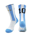 Men’s Anti Slip Soccer Socks in navy and maroon with player number 10 design for football and basketball