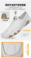 Men’s Casual Leather Sneakers – Comfortable Walking Shoes in a hand-held view showcasing black leather design