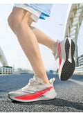  Lightweight Running Sneakers being worn by a person on a bridge, showcasing breathable and non-slip features.